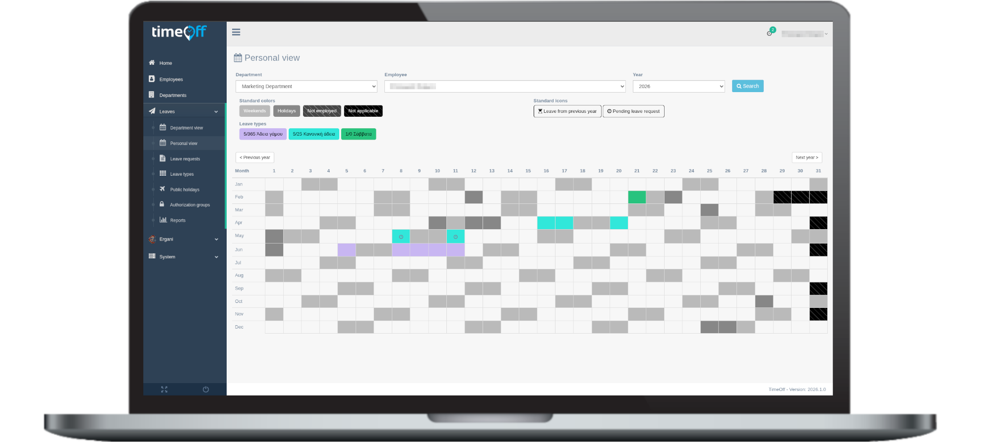Timeoff dashboard with team leave overview